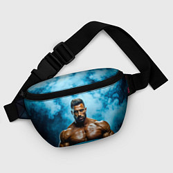 Поясная сумка Бодибилдер в синем дыму, цвет: 3D-принт — фото 2
