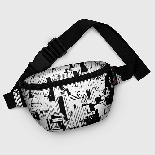 Поясная сумка Чёрно-белый светлая абстракция / 3D-принт – фото 4