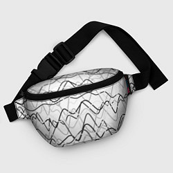 Поясная сумка Белый с серыми волнистыми полосами, цвет: 3D-принт — фото 2