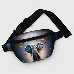 Поясная сумка Геометрический слон и цветные полигоны, цвет: 3D-принт — фото 2