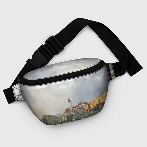 Поясная сумка Маяк и камни на пляже - акварельный рисунок / 3D-принт – фото 4