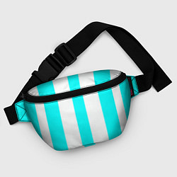 Поясная сумка Color light blue white lines, цвет: 3D-принт — фото 2