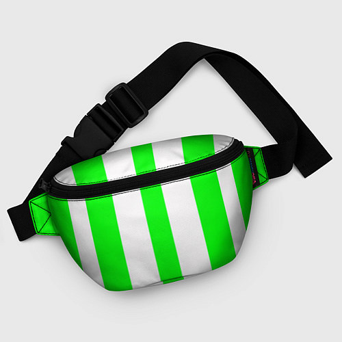 Поясная сумка Color light green white lines / 3D-принт – фото 4