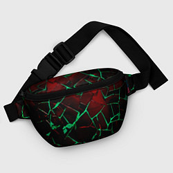 Поясная сумка Битые плиты тёмно-красный с зелёным, цвет: 3D-принт — фото 2