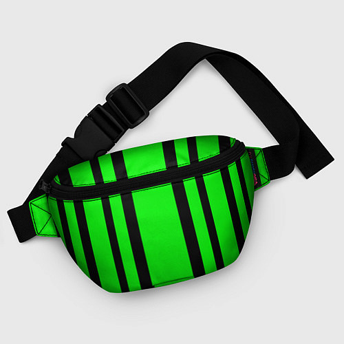 Поясная сумка Color black and green stripes / 3D-принт – фото 4