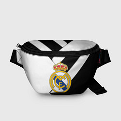 Поясная сумка Реал Мадрид черно белые полосы, цвет: 3D-принт