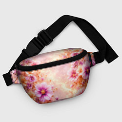 Поясная сумка Нежный розовый цветочный с золотистым свечением, цвет: 3D-принт — фото 2
