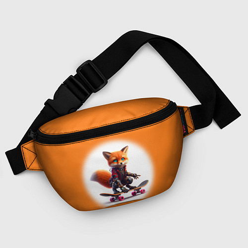 Поясная сумка Cyber fox cub is a cool skateboarder - ai art / 3D-принт – фото 4