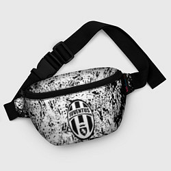 Поясная сумка Juventus черные краски штрихи, цвет: 3D-принт — фото 2