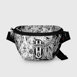 Поясная сумка Juventus черные краски штрихи, цвет: 3D-принт