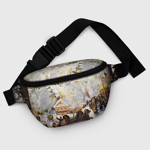 Поясная сумка Русская тройка зимой - картина Масленица Кустодиев / 3D-принт – фото 4