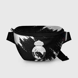 Поясная сумка Реал Мадрид черно белые краски, цвет: 3D-принт