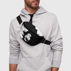 Поясная сумка Реал Мадрид черно белые краски, цвет: 3D-принт — фото 2