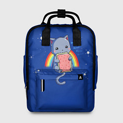 Рюкзак женский Котик на радуге, цвет: 3D-принт