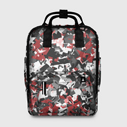 Рюкзак женский Камуфляж: серый/красный, цвет: 3D-принт
