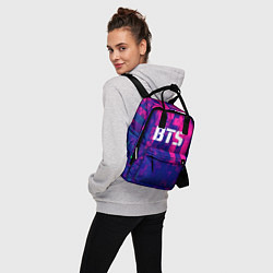 Рюкзак женский BTS: Blue & Pink Neon, цвет: 3D-принт — фото 2