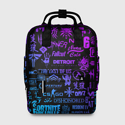 Рюкзак женский Неоновые лого игр, цвет: 3D-принт