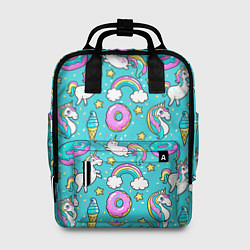 Рюкзак женский Turquoise unicorn, цвет: 3D-принт