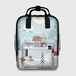 Рюкзак женский Зимний дворик, цвет: 3D-принт