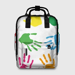 Рюкзак женский Цветные ладошки - Детский узор, цвет: 3D-принт