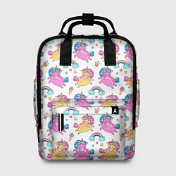Рюкзак женский Цветные Единорожки Паттерн, цвет: 3D-принт