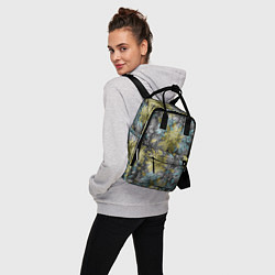 Рюкзак женский Черно оливковый цветочный, цвет: 3D-принт — фото 2