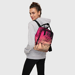Рюкзак женский Бежево-малиновый абстрактный, цвет: 3D-принт — фото 2