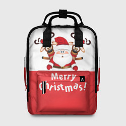 Рюкзак женский Санта с 2 Оленями, цвет: 3D-принт