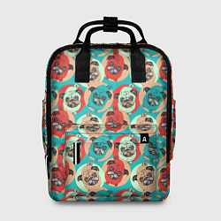 Рюкзак женский Прикольные Мопсы, цвет: 3D-принт
