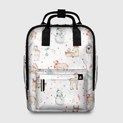 Рюкзак женский Паттерн с оленями и медведями, цвет: 3D-принт