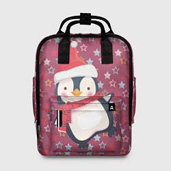 Рюкзак женский Пингвин в звездах, цвет: 3D-принт