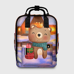 Рюкзак женский Медвежонок Новогоднее настроение, цвет: 3D-принт