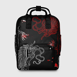 Рюкзак женский Китайский дракон Красно - Белый, цвет: 3D-принт