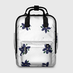 Рюкзак женский Синие ромашки на белом фоне, цвет: 3D-принт