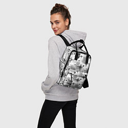 Рюкзак женский Черно белый ретро геометрический узор, цвет: 3D-принт — фото 2