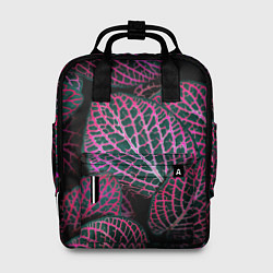 Женский рюкзак Неоновые листья цветов - Розовый
