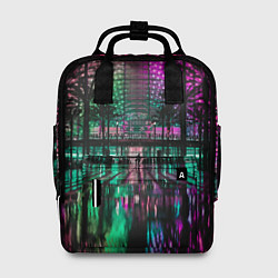 Рюкзак женский Неоновое здание ночью - Розовый, цвет: 3D-принт