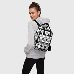 Рюкзак женский Черно-белый геометрический узор треугольники, цвет: 3D-принт — фото 2