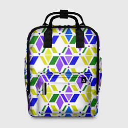 Рюкзак женский Разноцветный неоновый геометрический узор, цвет: 3D-принт