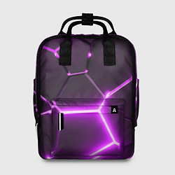 Рюкзак женский Фиолетовые неоновые геометрические плиты, цвет: 3D-принт