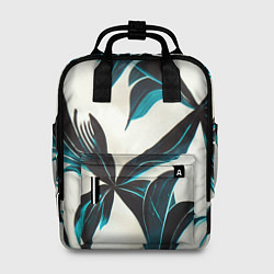 Рюкзак женский Листья тропические тёмно-синие, цвет: 3D-принт