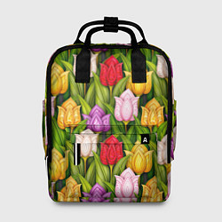 Рюкзак женский Объемные разноцветные тюльпаны, цвет: 3D-принт