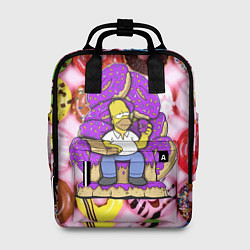 Рюкзак женский Гомер Симпсон в окружении пончиков, цвет: 3D-принт