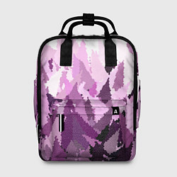 Рюкзак женский Мозаичный узор в розовых и сиреневых тонах на бело, цвет: 3D-принт