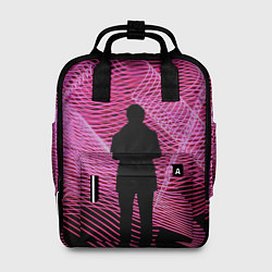 Рюкзак женский Неоновые розовые волны и силуэт человека, цвет: 3D-принт