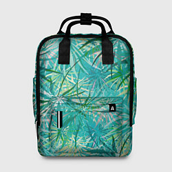 Рюкзак женский Тропические листья на зеленом фоне, цвет: 3D-принт