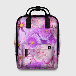 Рюкзак женский Фиолетовые и розовые цветы, цвет: 3D-принт