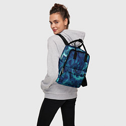 Рюкзак женский Закрученный синий фрактал, цвет: 3D-принт — фото 2