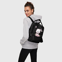 Рюкзак женский Крольчонок С Цветами На Чёрном Фоне, цвет: 3D-принт — фото 2