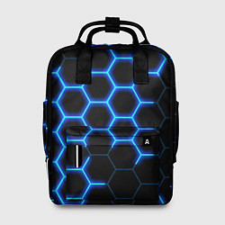 Рюкзак женский Соты на синем неоновом фоне, цвет: 3D-принт